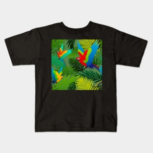 Tropical Parrot Pattern Kids T-Shirt